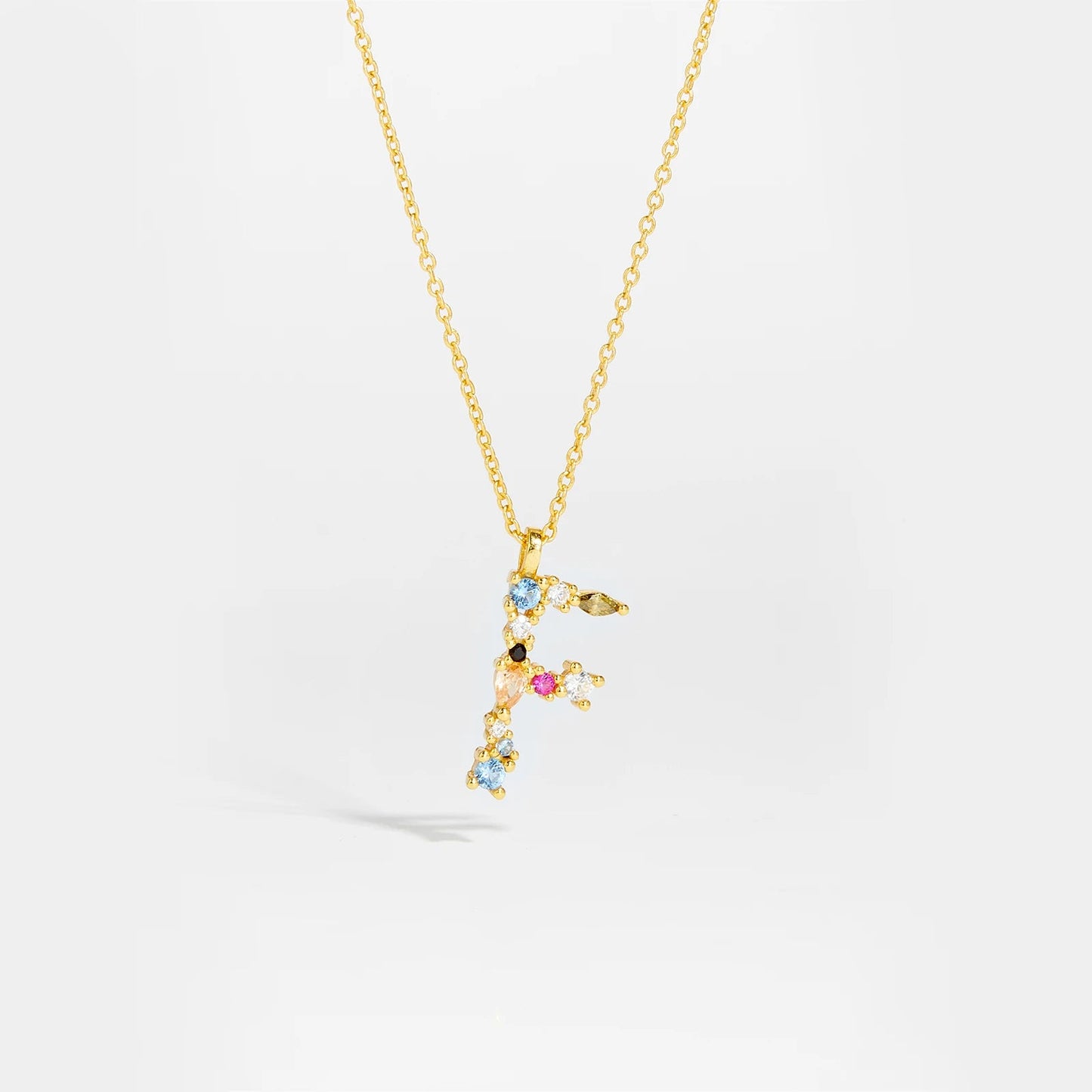 925 Sterling Silver Gold Letter M Pendant Initial F Alphabet Necklace Monogram Opals 2020 Women Accessories Jewelry - LEIDAI