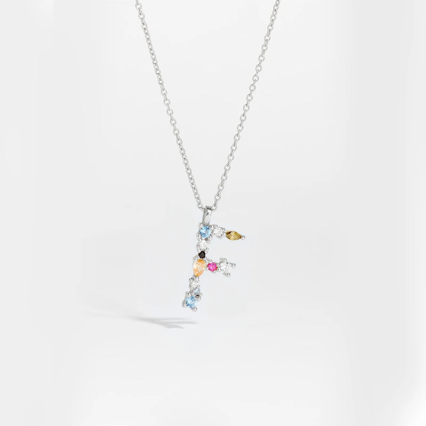 925 Sterling Silver Gold Letter M Pendant Initial F Alphabet Necklace Monogram Opals 2020 Women Accessories Jewelry - LEIDAI