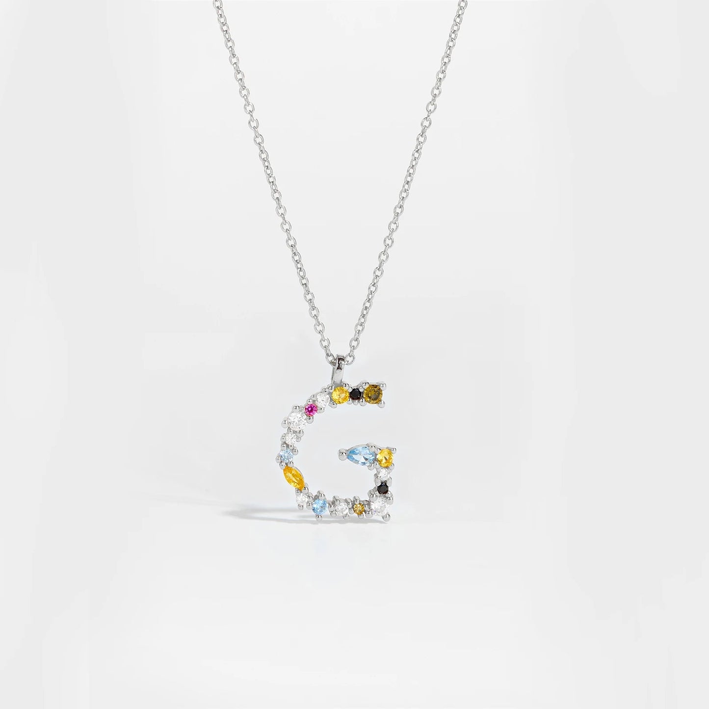 925 Sterling Silver Gold Letter M Pendant Initial F Alphabet Necklace Monogram Opals 2020 Women Accessories Jewelry - LEIDAI