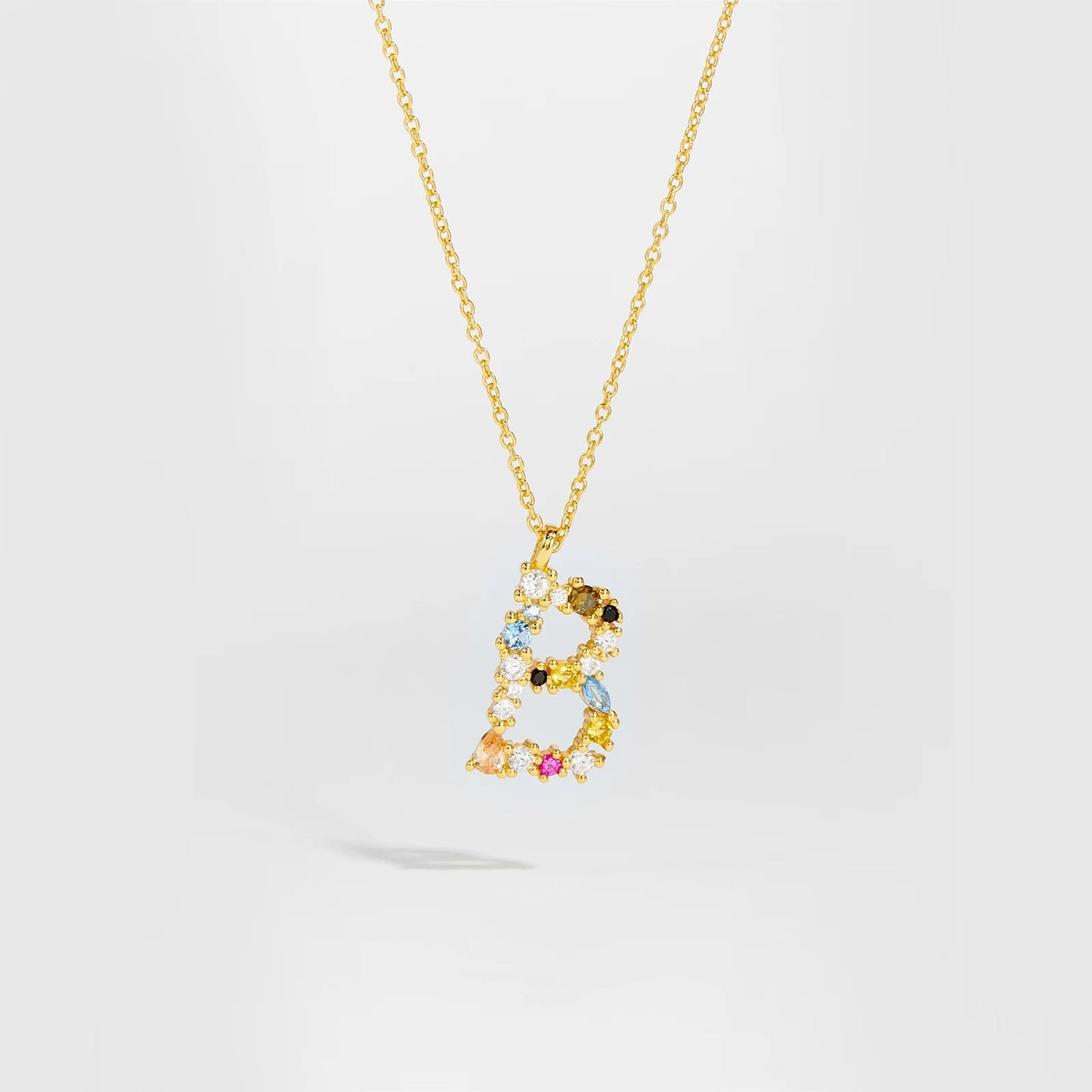 925 Sterling Silver Gold Letter M Pendant Initial F Alphabet Necklace Monogram Opals 2020 Women Accessories Jewelry - LEIDAI