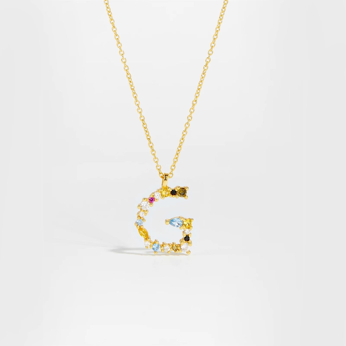 925 Sterling Silver Gold Letter M Pendant Initial F Alphabet Necklace Monogram Opals 2020 Women Accessories Jewelry - LEIDAI