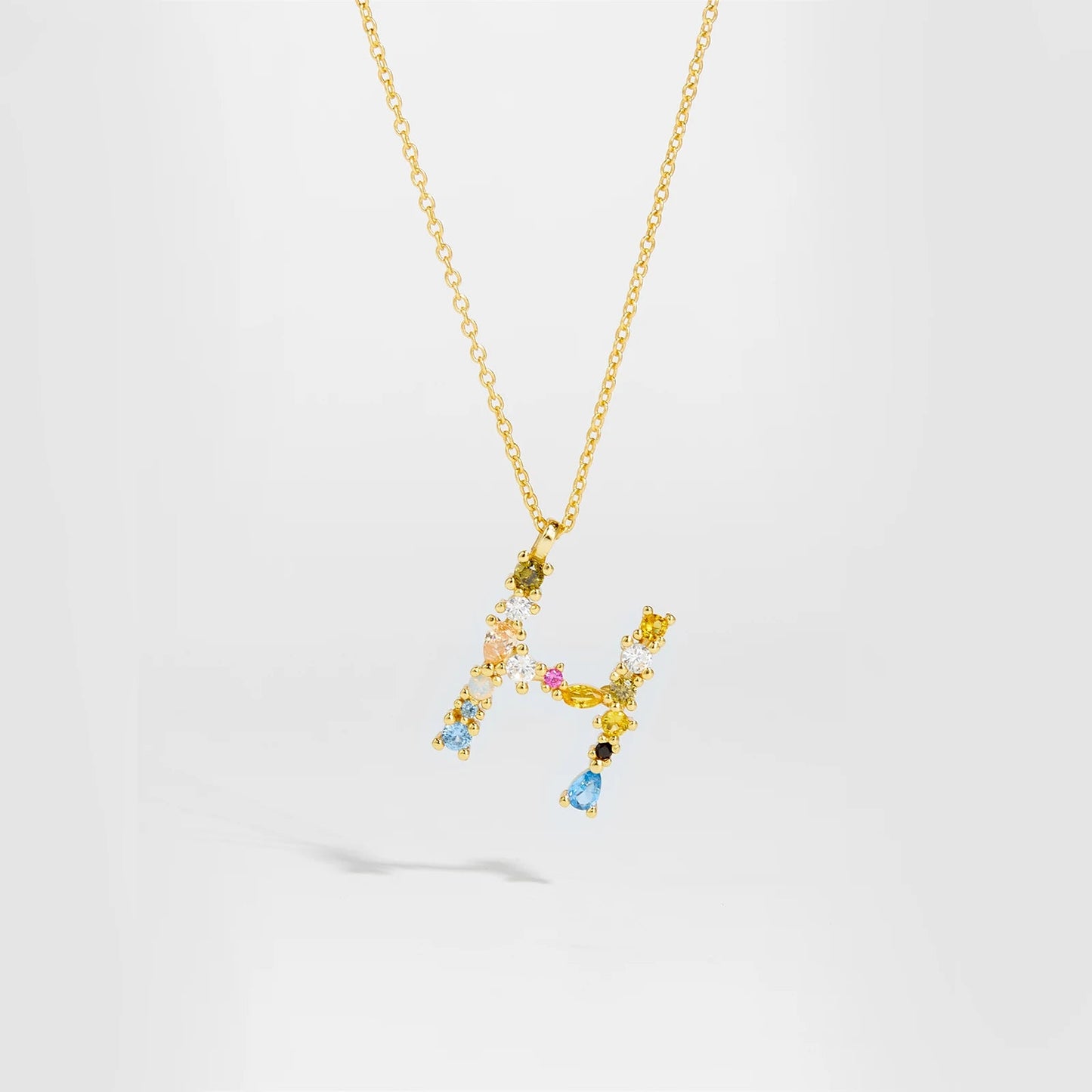 925 Sterling Silver Gold Letter M Pendant Initial F Alphabet Necklace Monogram Opals 2020 Women Accessories Jewelry - LEIDAI