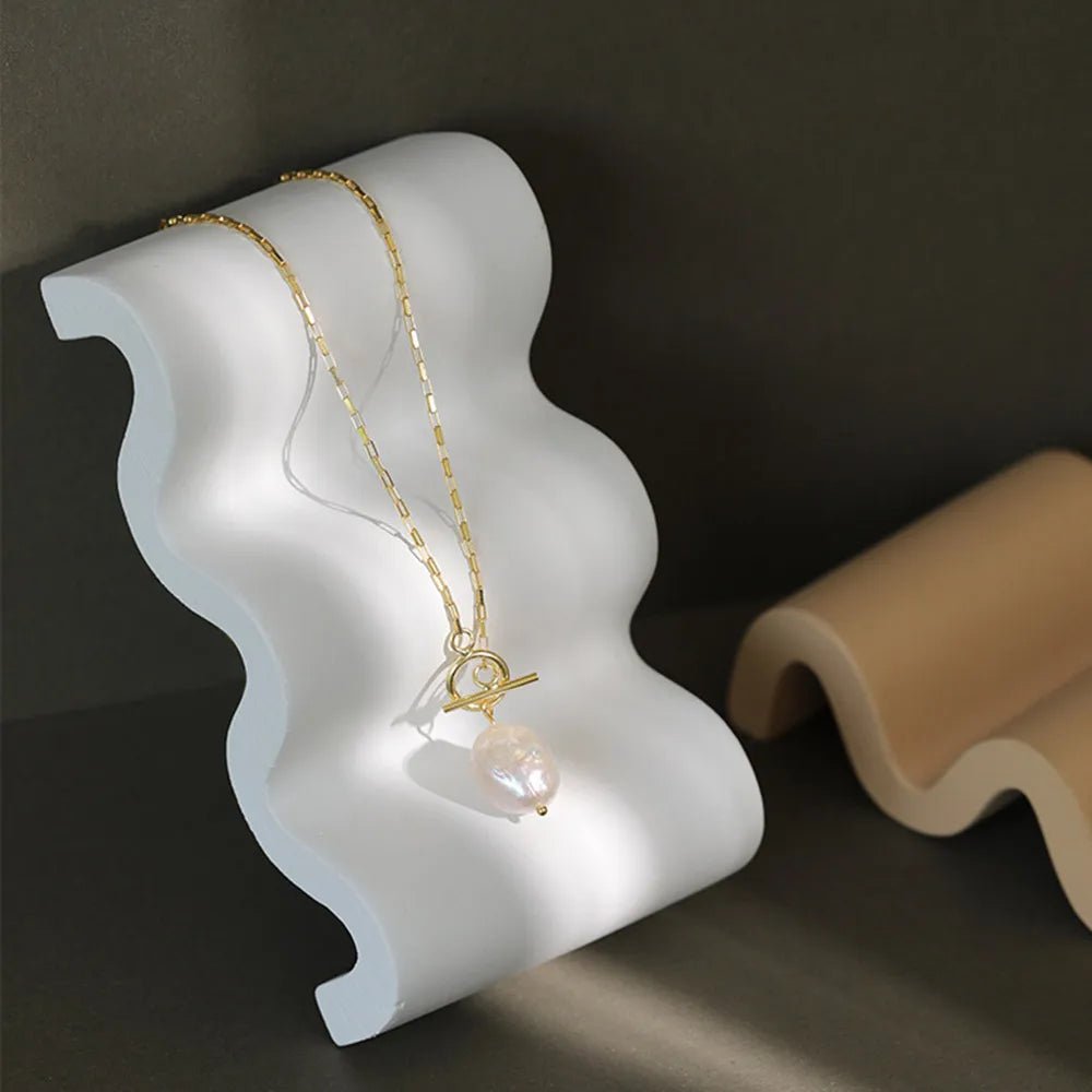 925 Sterling Silver Gold Long Chain Pearl Pendant Necklace Horoscope Jewelry 2020 Fashion Rock Punk Jewelry For Women - LEIDAI