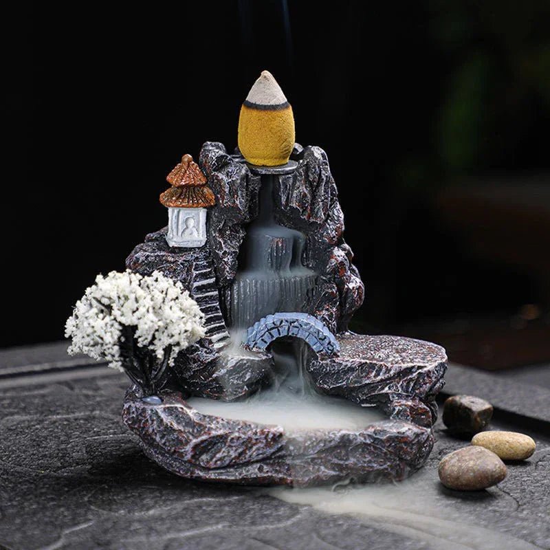 Backflow Incense Holder Waterfall Incense Burner Home Decor Aromatherapy Ornament Incense Cones with Backflow Incense Cones - LEIDAI