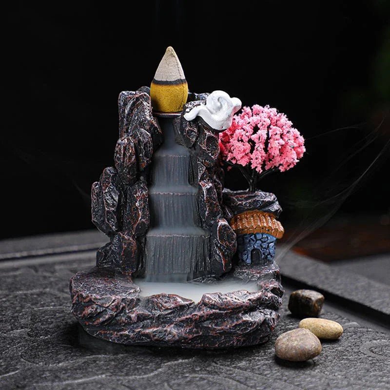 Backflow Incense Holder Waterfall Incense Burner Home Decor Aromatherapy Ornament Incense Cones with Backflow Incense Cones - LEIDAI