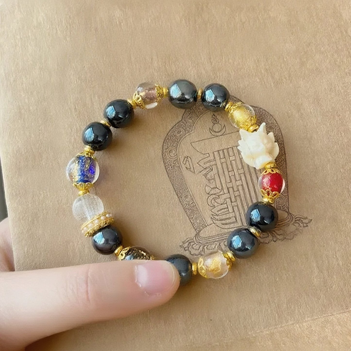 Black Ceramic & Gold Foil Couple's Luck Bracelet| Bless Jade - LEIDAI