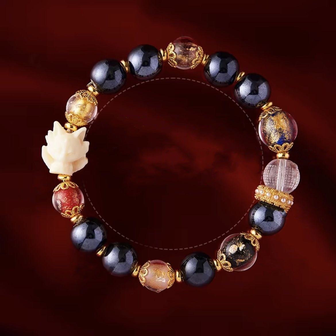 Black Ceramic & Gold Foil Couple's Luck Bracelet| Bless Jade - LEIDAI