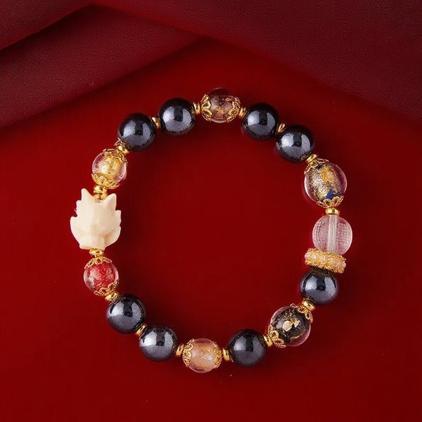 Black Ceramic & Gold Foil Couple's Luck Bracelet| Bless Jade - LEIDAI