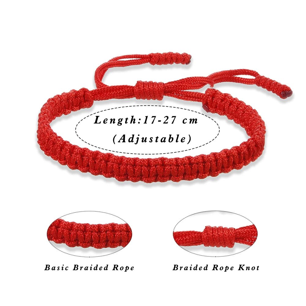 Braided Red String Bracelets & Bangles Tibetan Buddhist Adjustable Knot Handmade Bracelet Wrist Jewelry Gifts For Love Good Luck - LEIDAI