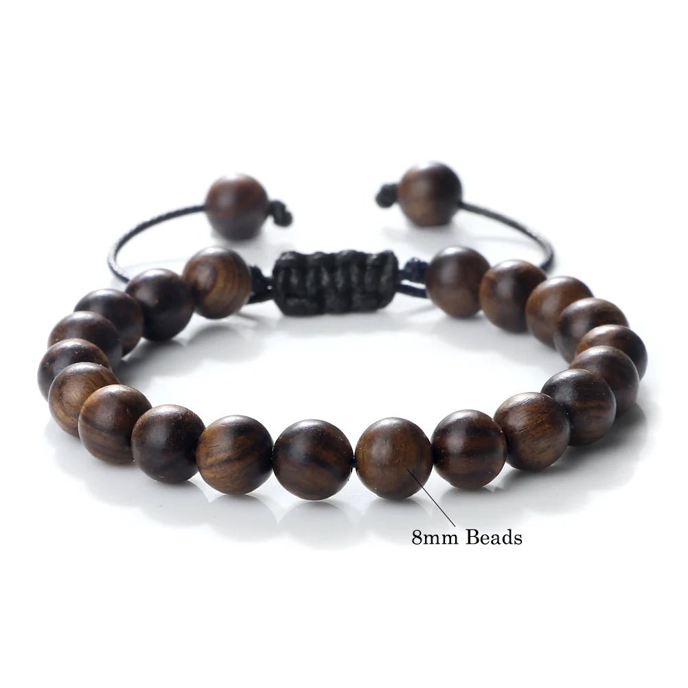 Buddha 6/8/10mm Wooden Beads Vintage Handmade Bracelets Prayer Black Rosewood Bracelet Men Women Yoga Meditation Pulsera Jewelry - LEIDAI