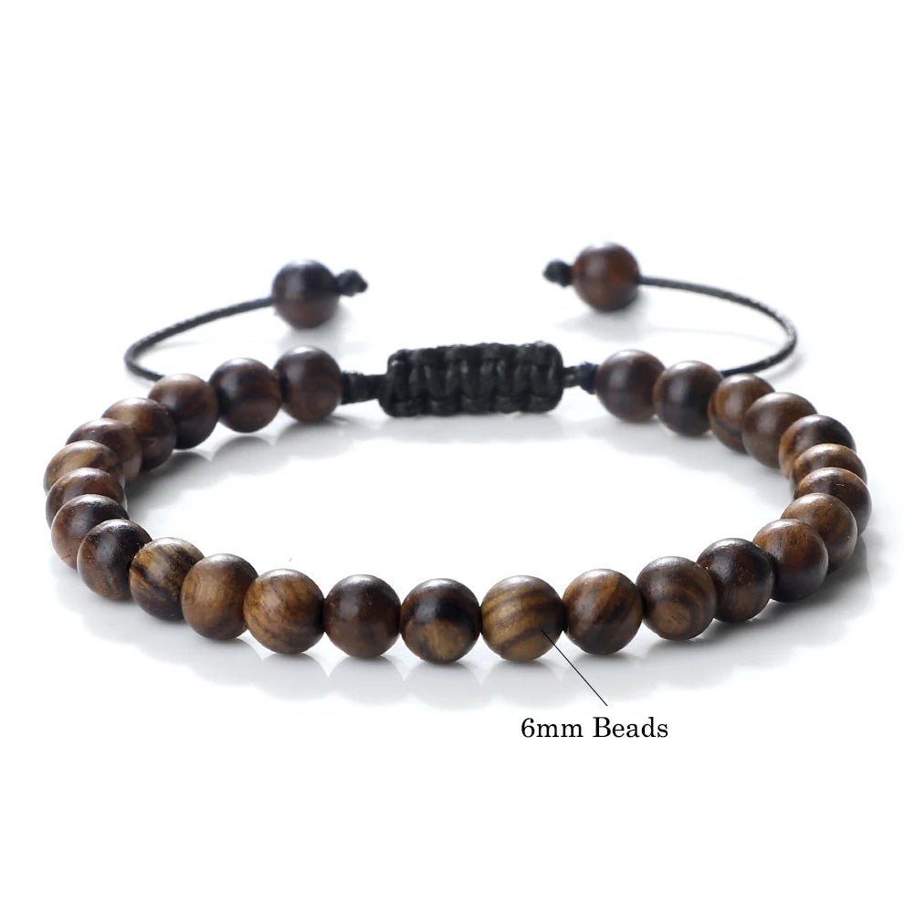 Buddha 6/8/10mm Wooden Beads Vintage Handmade Bracelets Prayer Black Rosewood Bracelet Men Women Yoga Meditation Pulsera Jewelry - LEIDAI