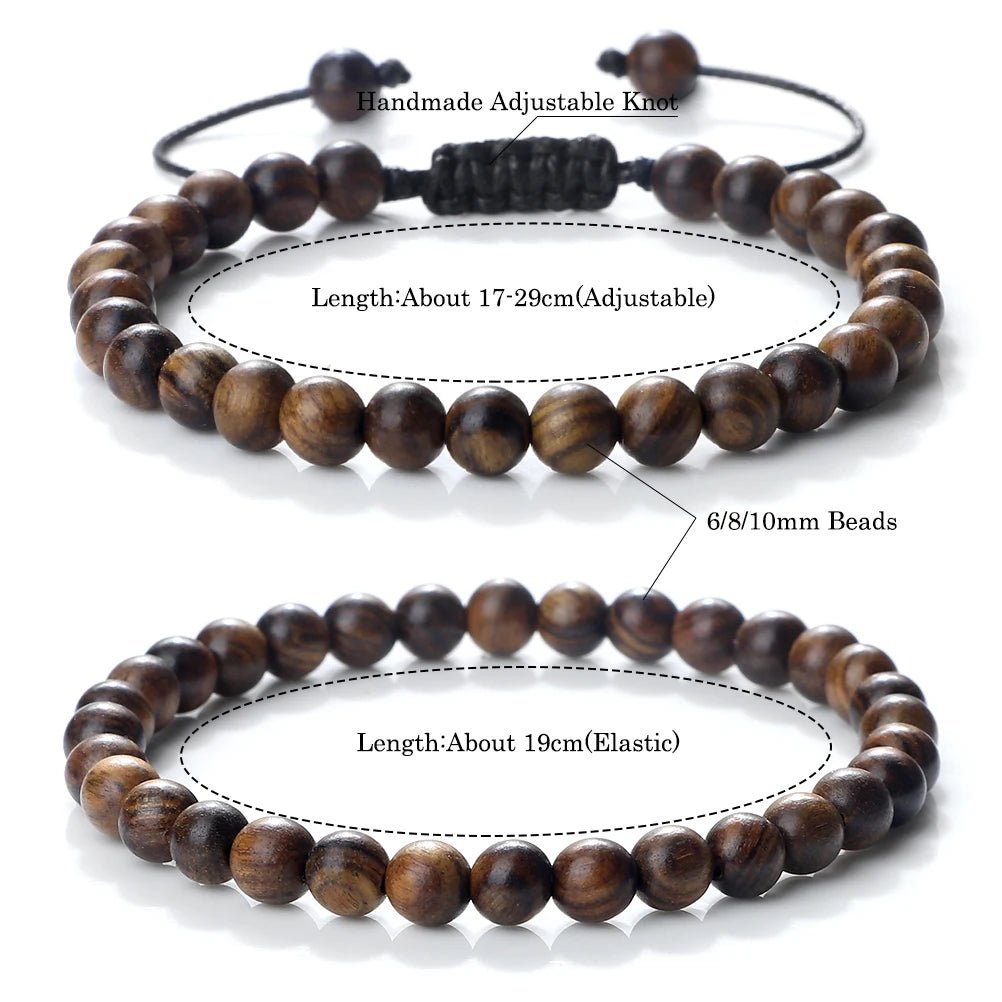 Buddha 6/8/10mm Wooden Beads Vintage Handmade Bracelets Prayer Black Rosewood Bracelet Men Women Yoga Meditation Pulsera Jewelry - LEIDAI