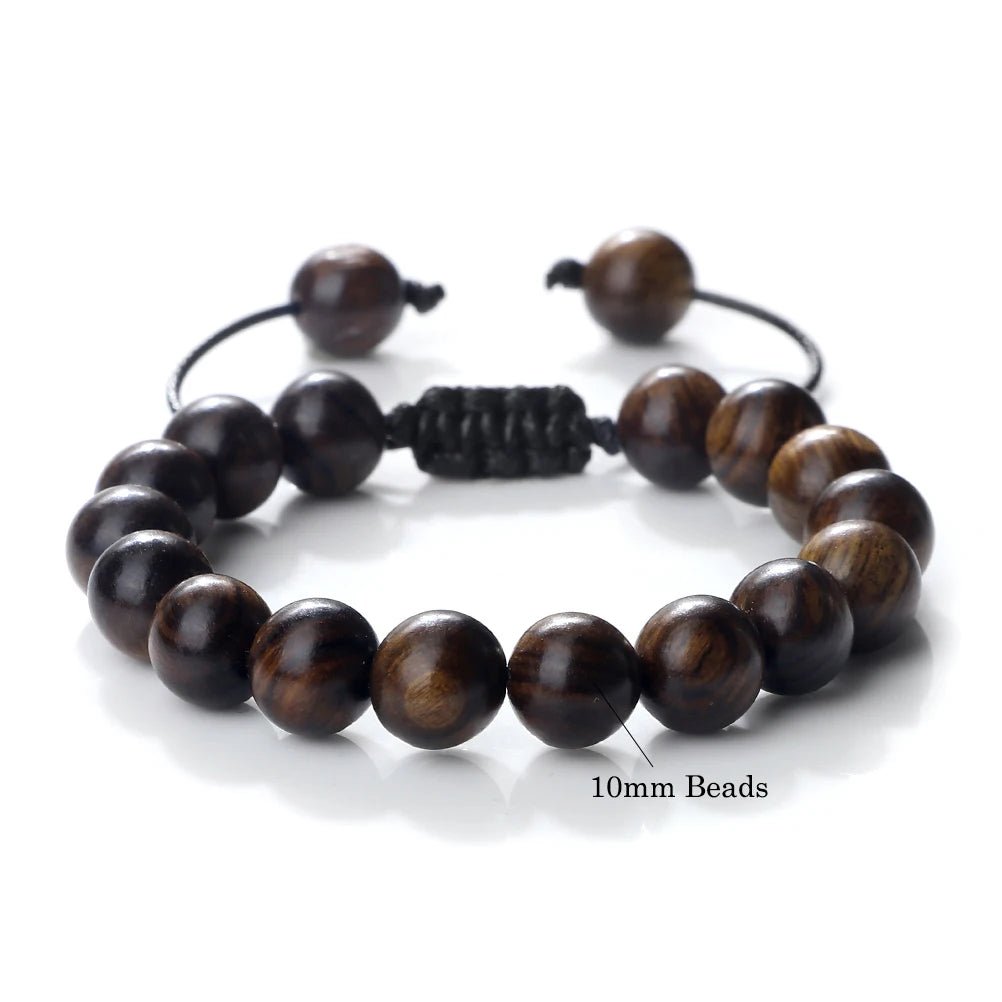 Buddha 6/8/10mm Wooden Beads Vintage Handmade Bracelets Prayer Black Rosewood Bracelet Men Women Yoga Meditation Pulsera Jewelry - LEIDAI