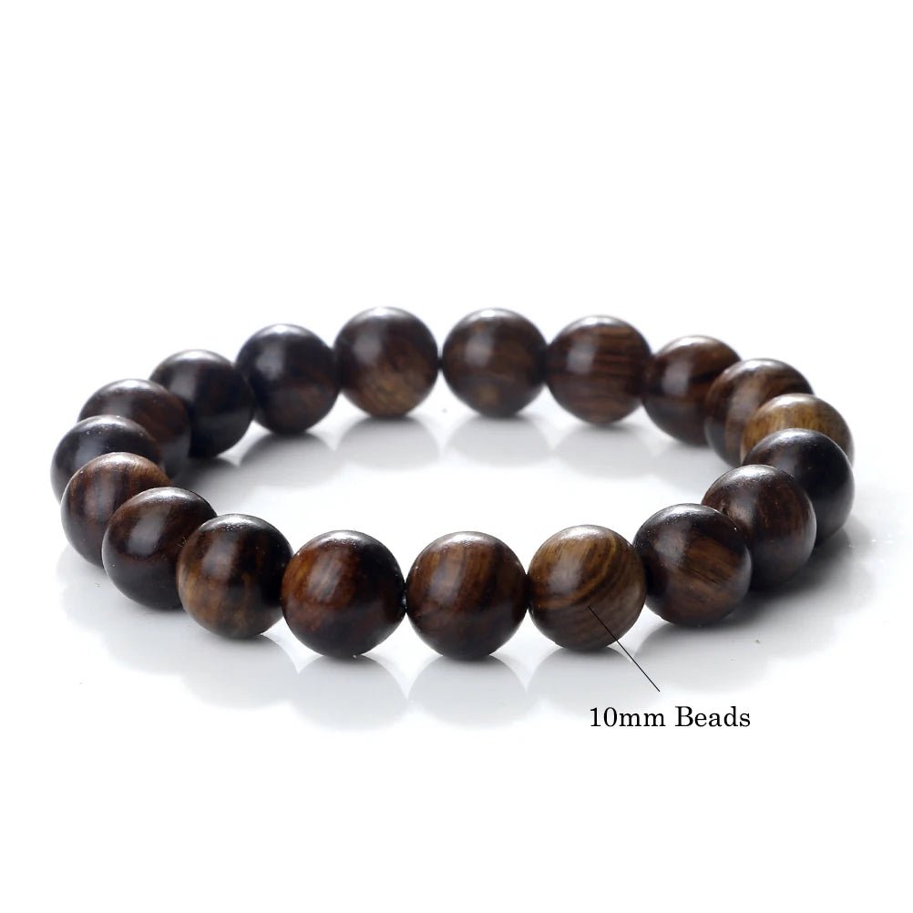 Buddha 6/8/10mm Wooden Beads Vintage Handmade Bracelets Prayer Black Rosewood Bracelet Men Women Yoga Meditation Pulsera Jewelry - LEIDAI