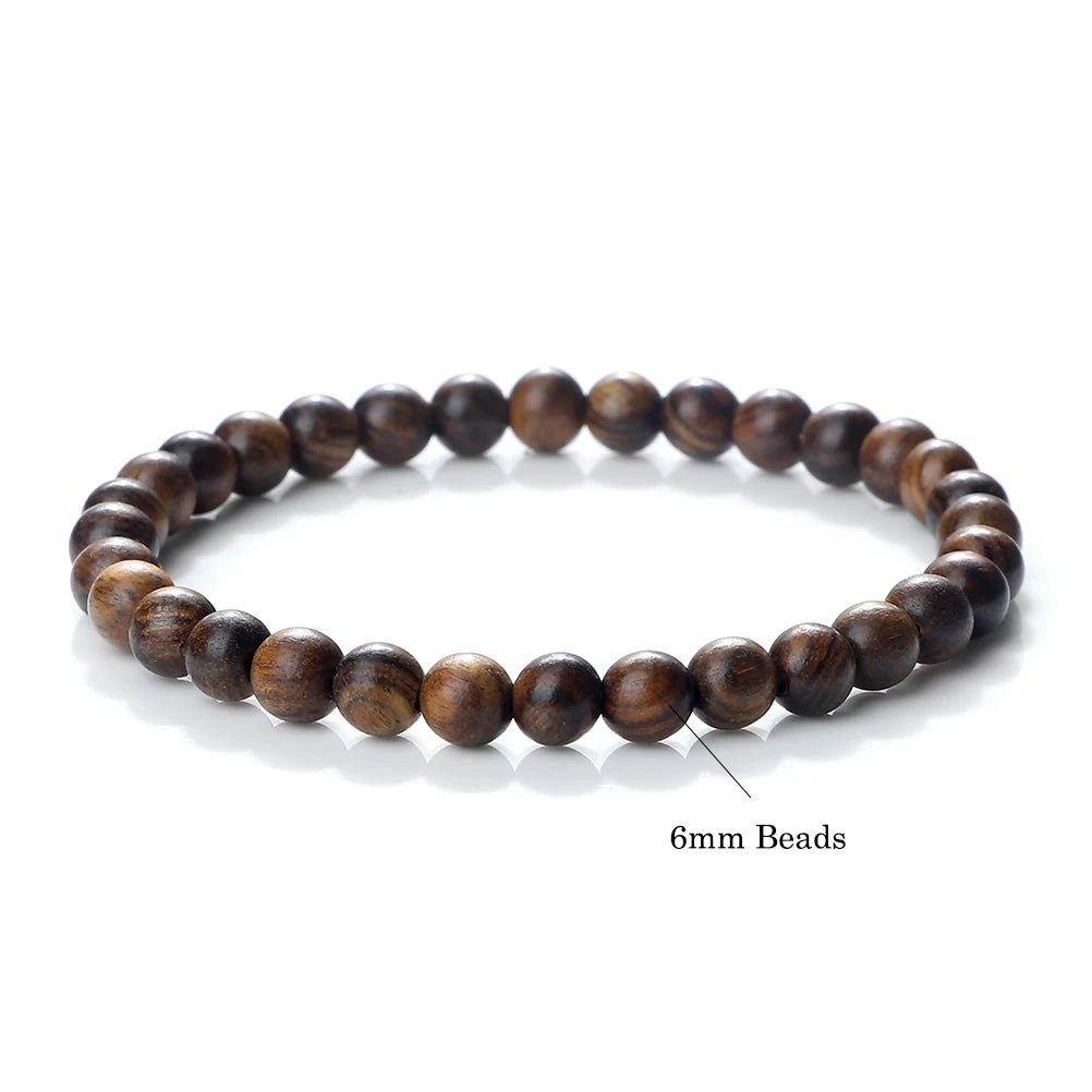 Buddha 6/8/10mm Wooden Beads Vintage Handmade Bracelets Prayer Black Rosewood Bracelet Men Women Yoga Meditation Pulsera Jewelry - LEIDAI