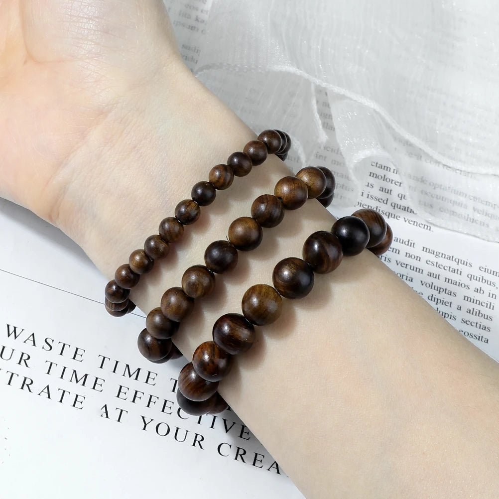 Buddha 6/8/10mm Wooden Beads Vintage Handmade Bracelets Prayer Black Rosewood Bracelet Men Women Yoga Meditation Pulsera Jewelry - LEIDAI