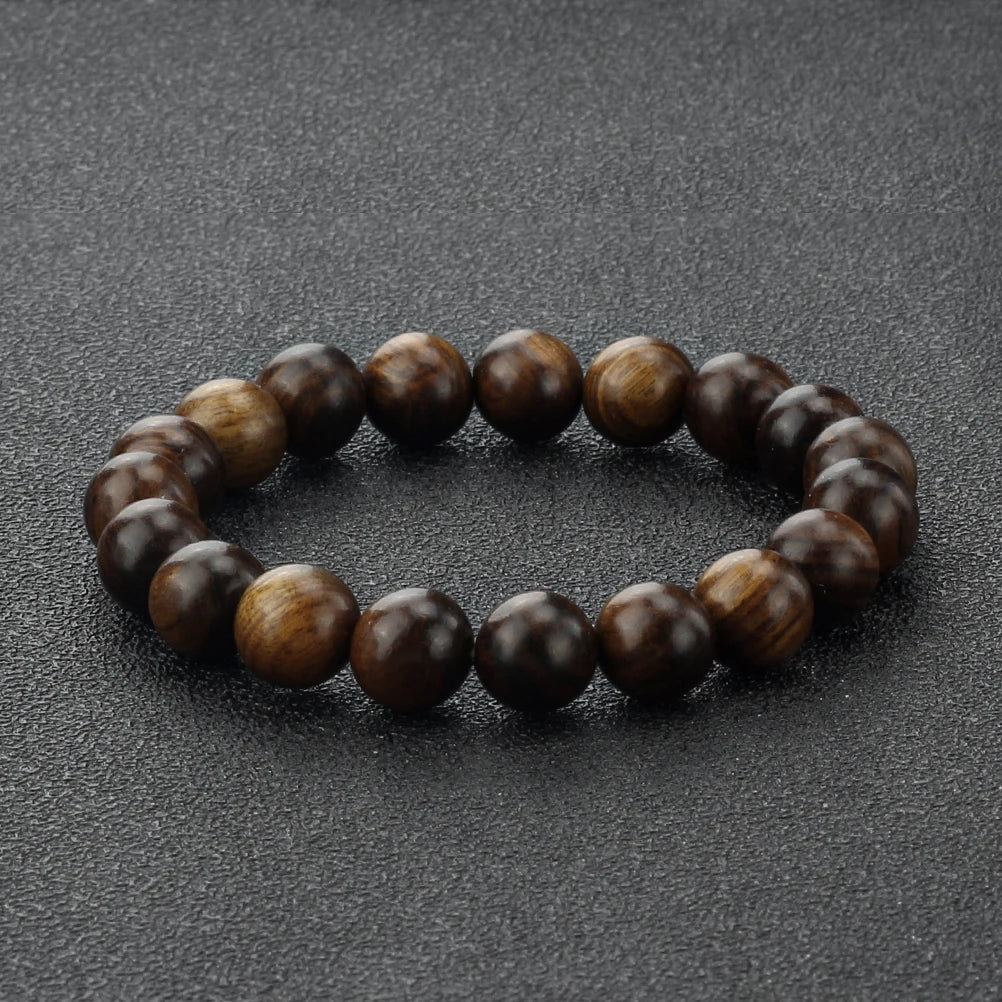 Buddha 6/8/10mm Wooden Beads Vintage Handmade Bracelets Prayer Black Rosewood Bracelet Men Women Yoga Meditation Pulsera Jewelry - LEIDAI