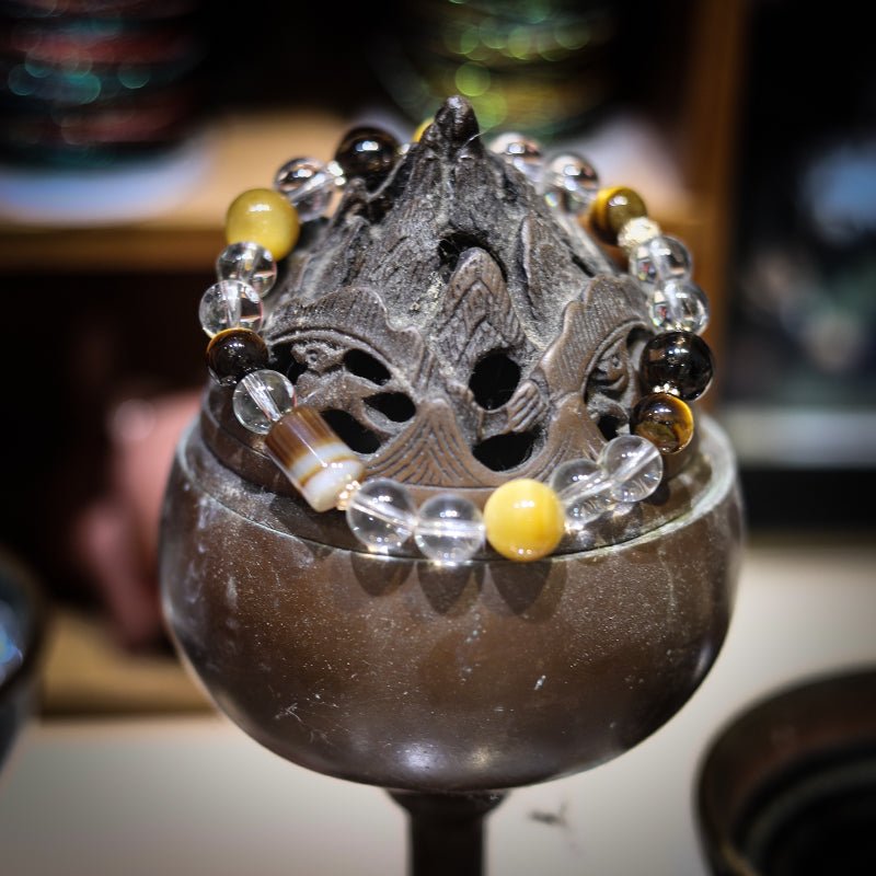 clear eye tiger eye white crystal hand skewer| Bless Jade - LEIDAI