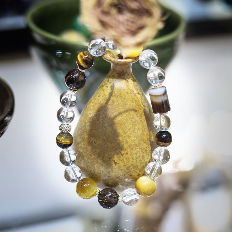 clear eye tiger eye white crystal hand skewer| Bless Jade - LEIDAI