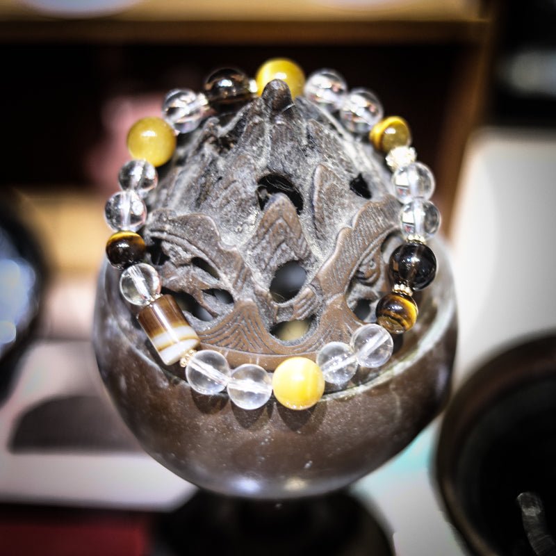 clear eye tiger eye white crystal hand skewer| Bless Jade - LEIDAI