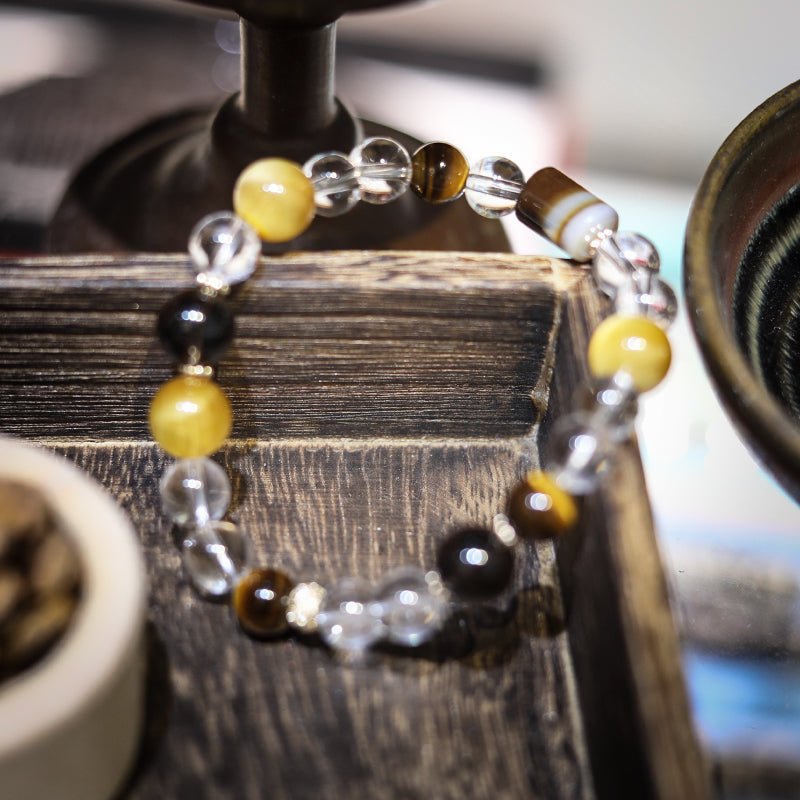 clear eye tiger eye white crystal hand skewer| Bless Jade - LEIDAI