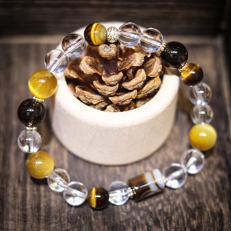 clear eye tiger eye white crystal hand skewer| Bless Jade - LEIDAI