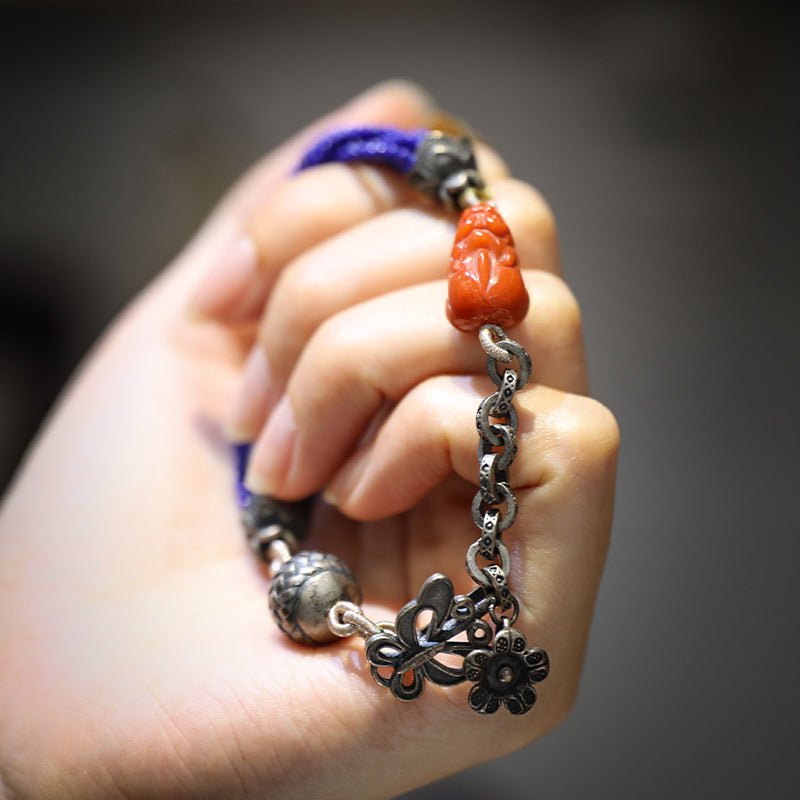 Confidence Blessing Blue Gold South Red Bracelet| Bless Jade - LEIDAI