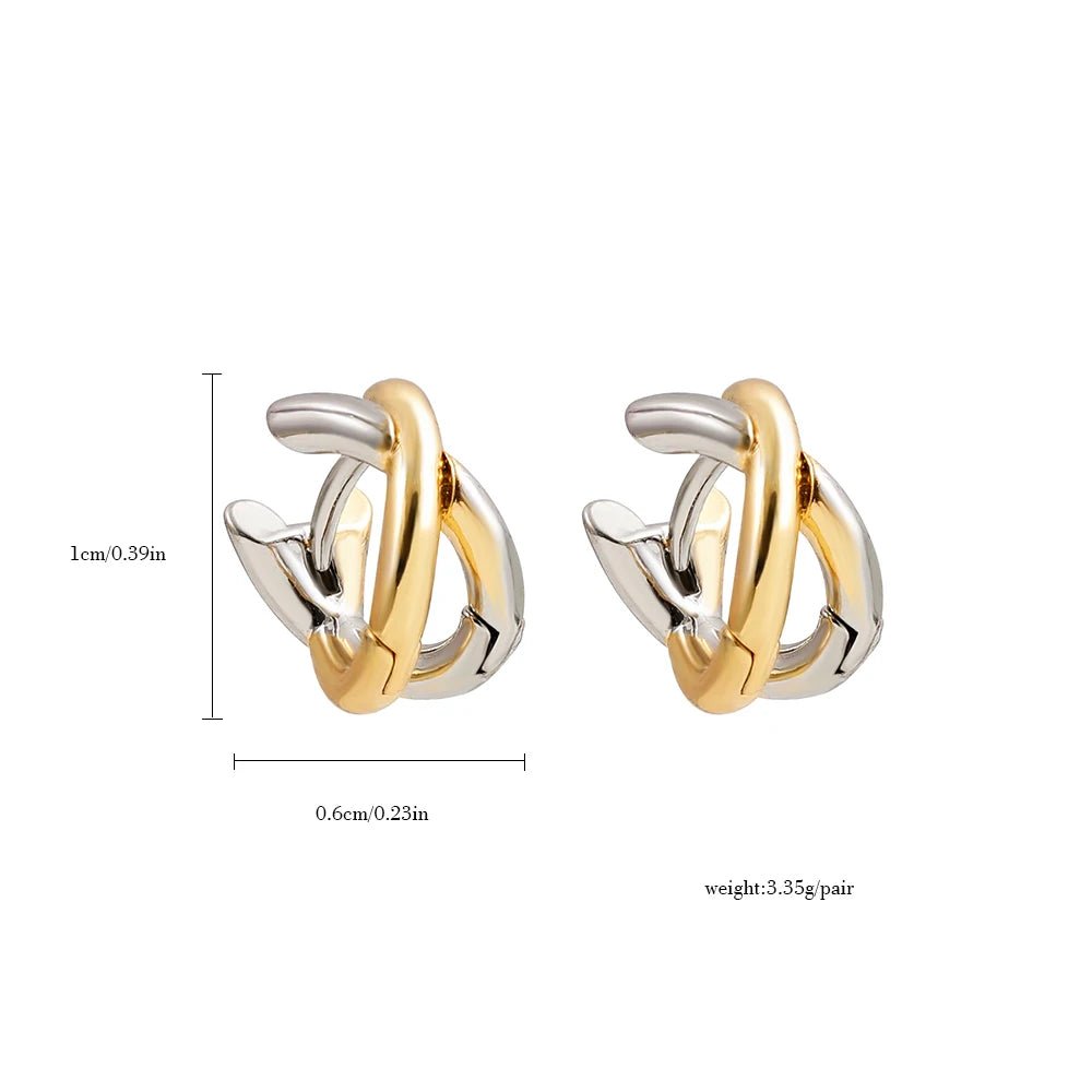 Creative Gold Color Metal Criss - cross Earrings for Women Fashion Geometric Small Earring Hoop Huggies Jewelry Gift - LEIDAI