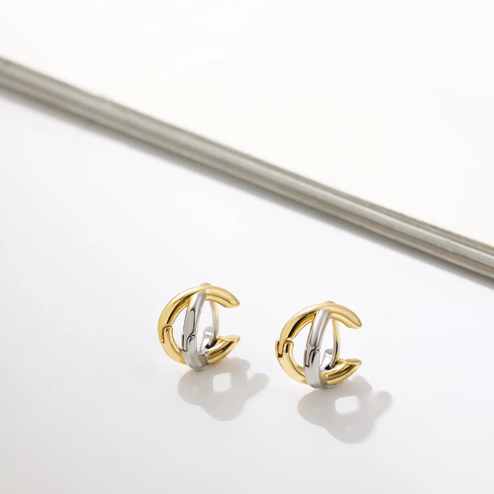 Creative Gold Color Metal Criss - cross Earrings for Women Fashion Geometric Small Earring Hoop Huggies Jewelry Gift - LEIDAI