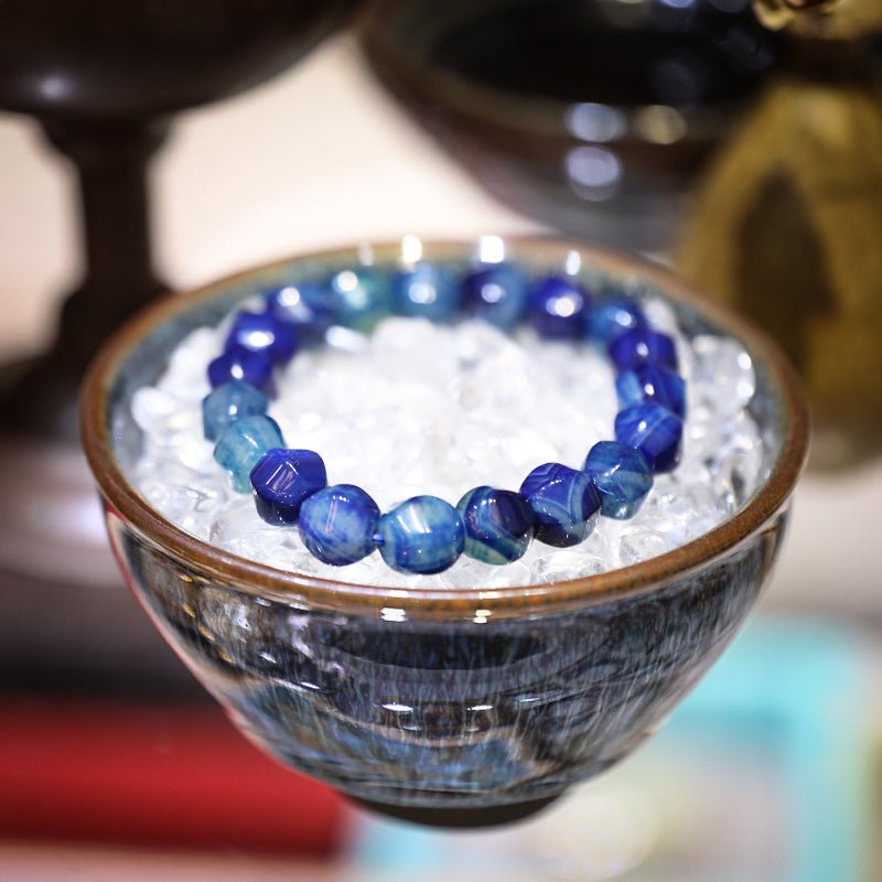 Emotionally stable natural blue agate bracelet| Bless Jade - LEIDAI