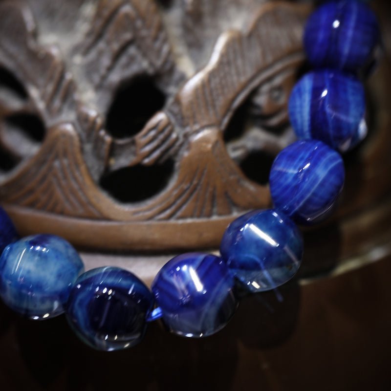 Emotionally stable natural blue agate bracelet| Bless Jade - LEIDAI