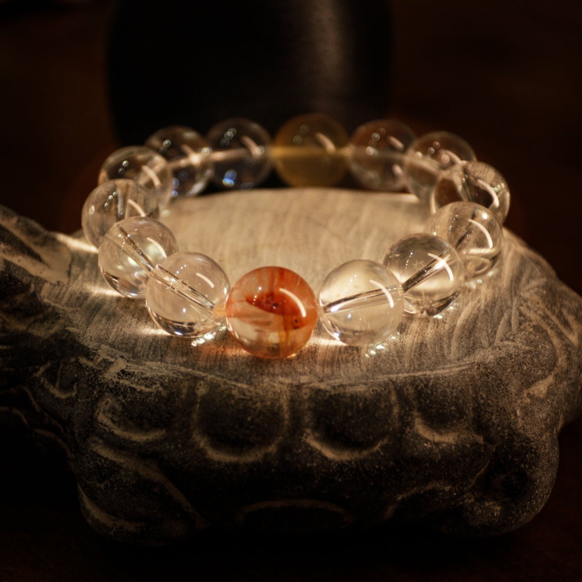 Energy yellow and white crystal glue flower bracelet| Bless Jade - LEIDAI
