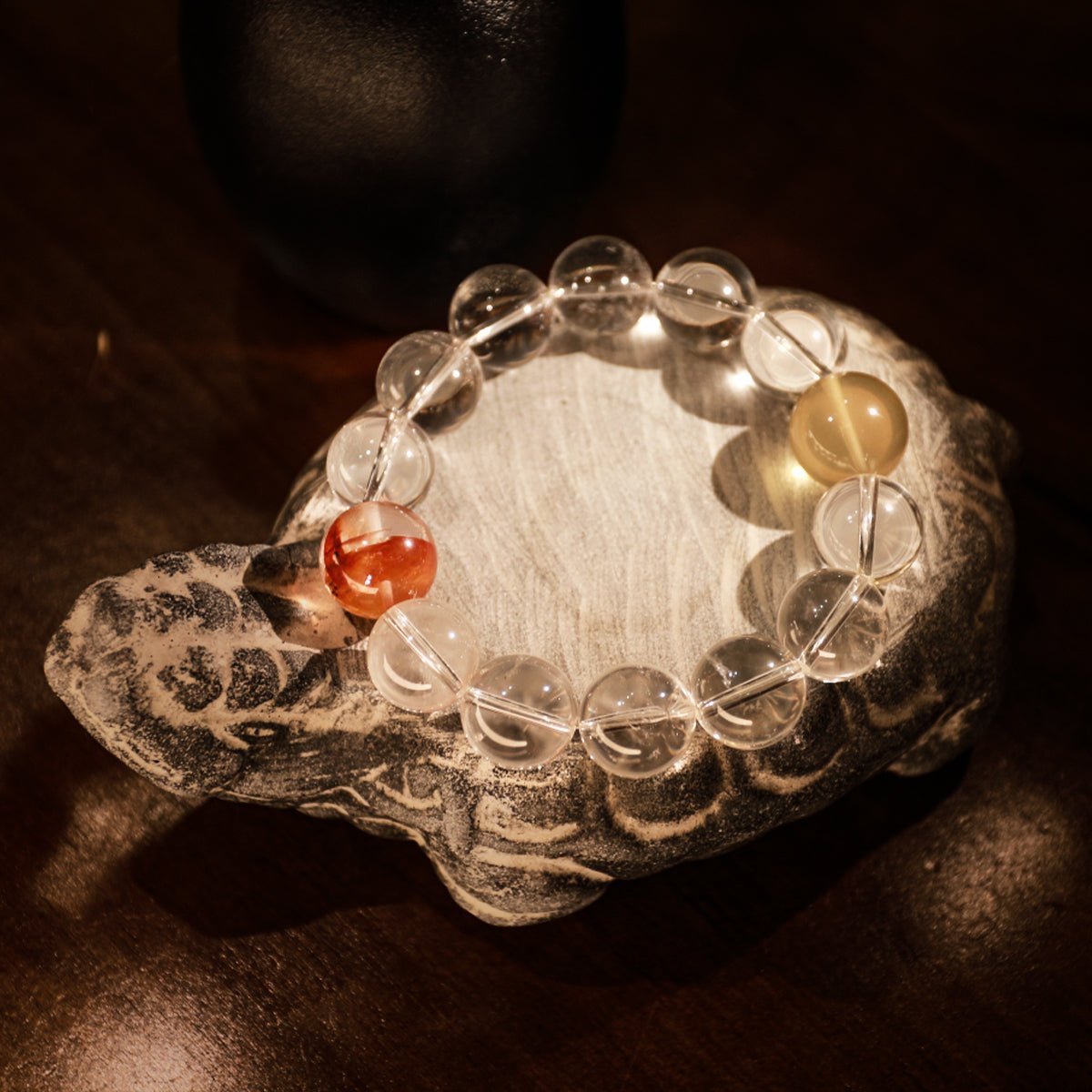 Energy yellow and white crystal glue flower bracelet| Bless Jade - LEIDAI