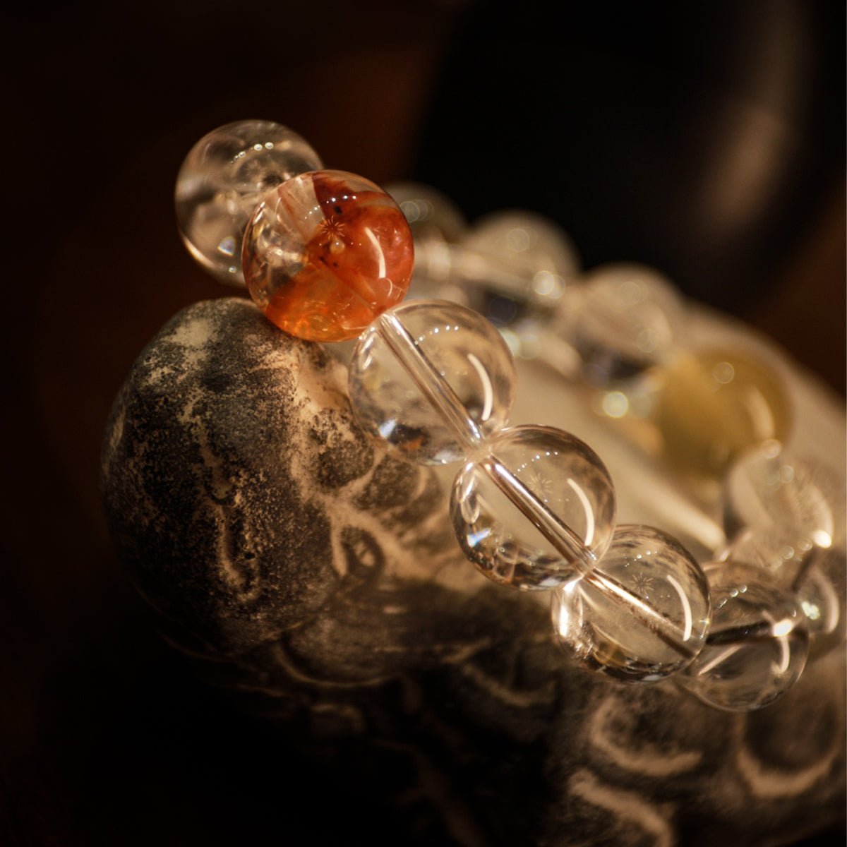 Energy yellow and white crystal glue flower bracelet| Bless Jade - LEIDAI