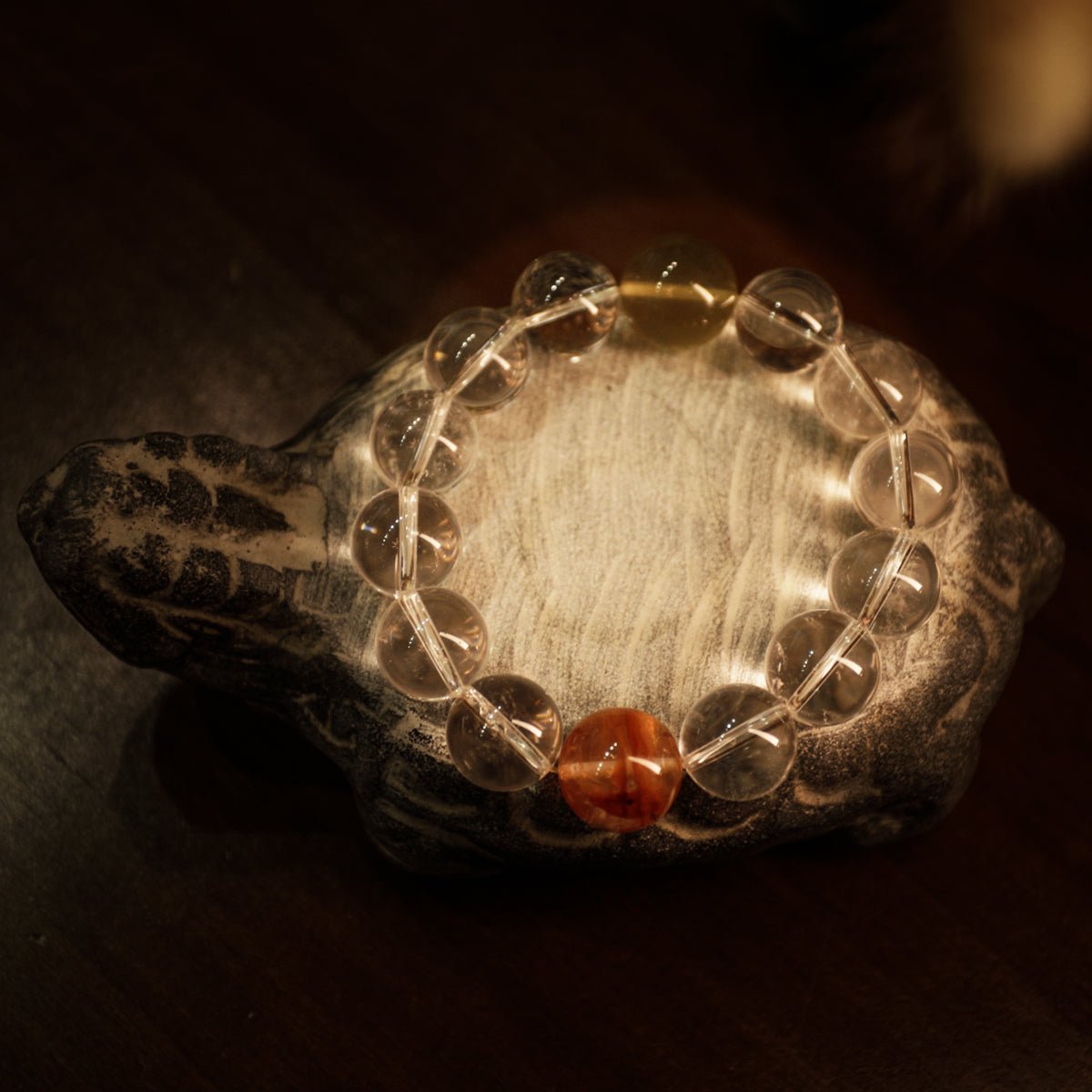 Energy yellow and white crystal glue flower bracelet| Bless Jade - LEIDAI