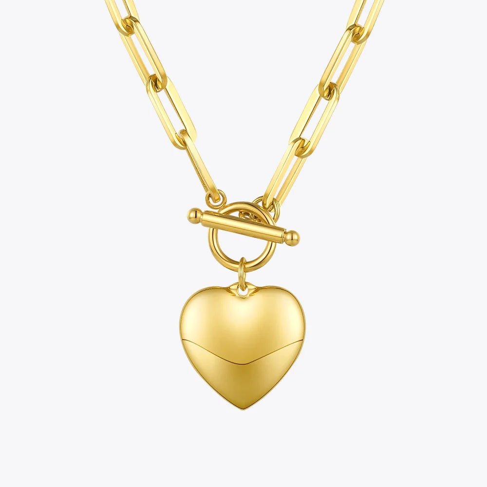 ENFASHION Heart Pendant Necklaces For Women Gold Color Stainless Steel Choker Necklace Fashion Jewelery Party Wholesale P203148 - LEIDAI