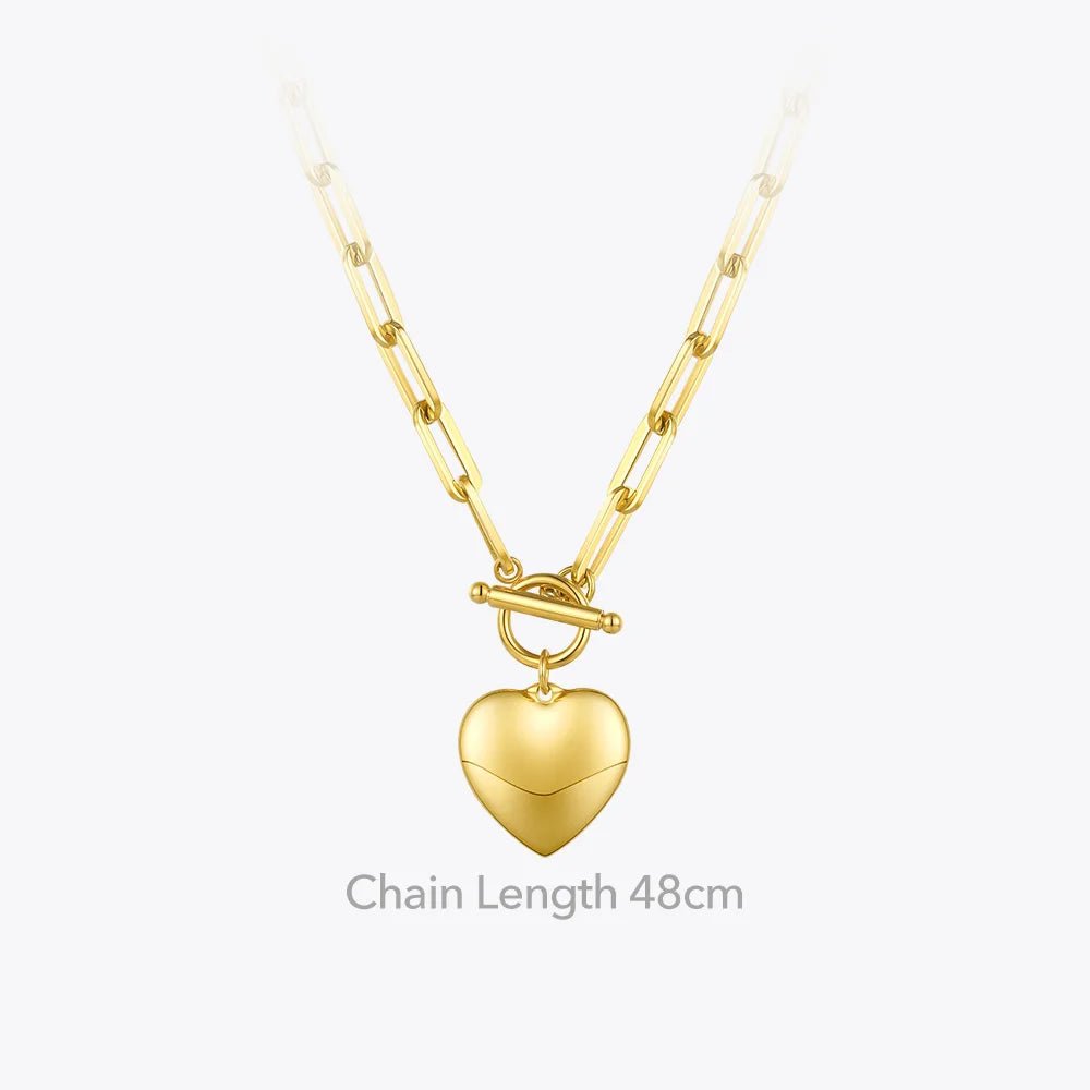 ENFASHION Heart Pendant Necklaces For Women Gold Color Stainless Steel Choker Necklace Fashion Jewelery Party Wholesale P203148 - LEIDAI