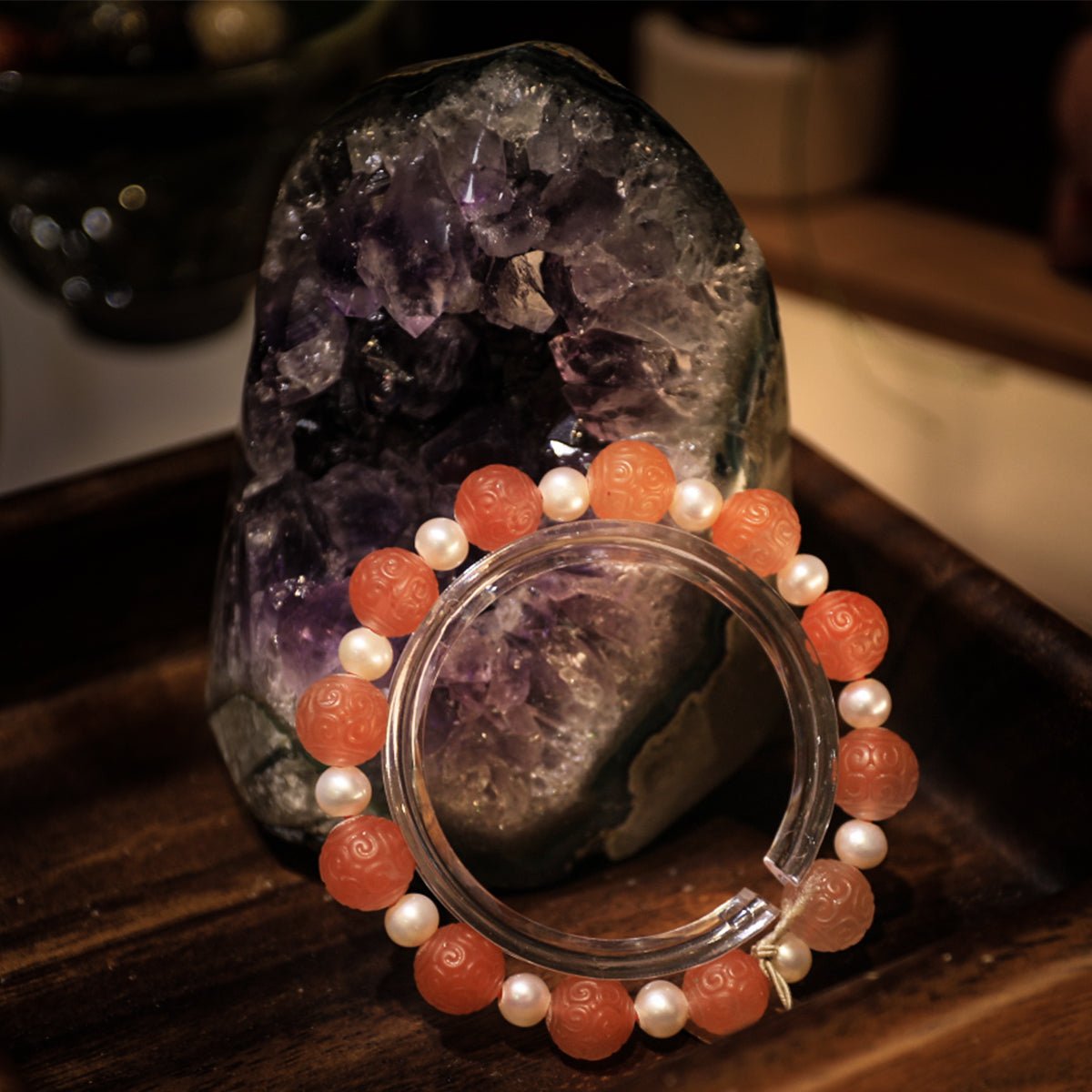 Good luck South Red Pearl Bracelet| Bless Jade - LEIDAI