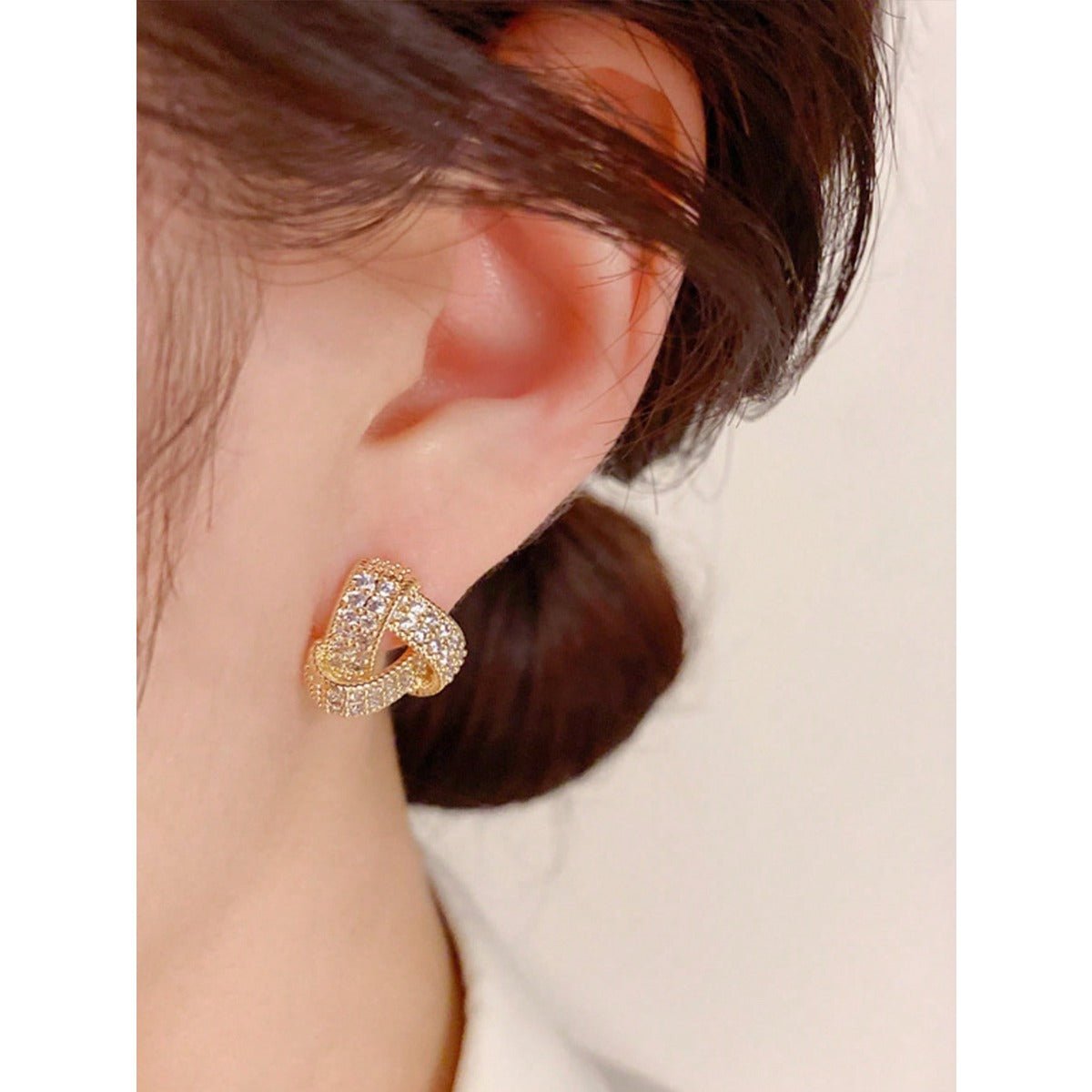 LEIDAI Copper Inlaid Zirconia Triangular Design Earrings Dainty Earrings Dainty Small Simple Geometric Jewelry Gift for Women - LEIDAI