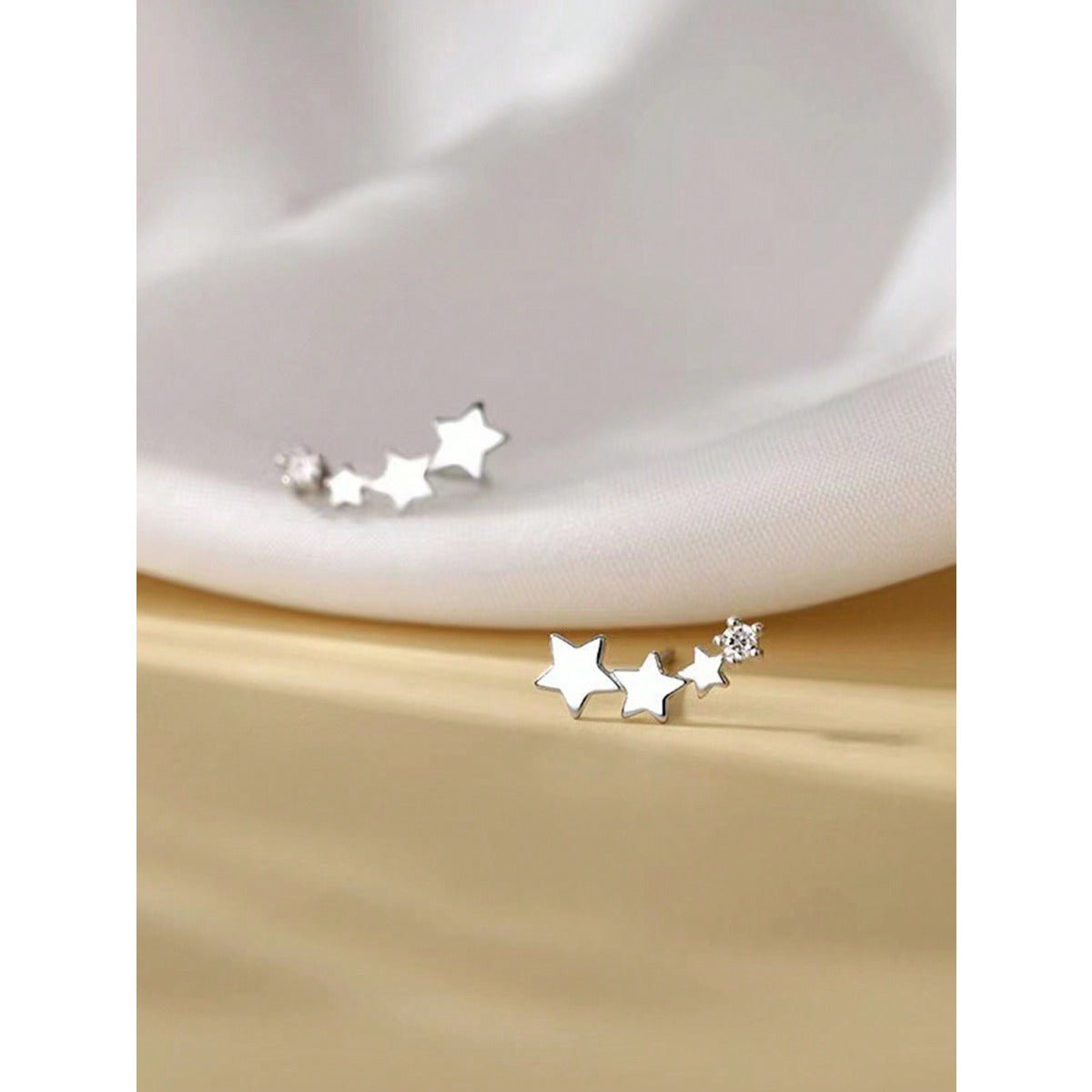 LEIDAI Cute Star Ear Cuff Wrap Earrings for Women Girls Silver CZ Ears Crawler Studs - LEIDAI