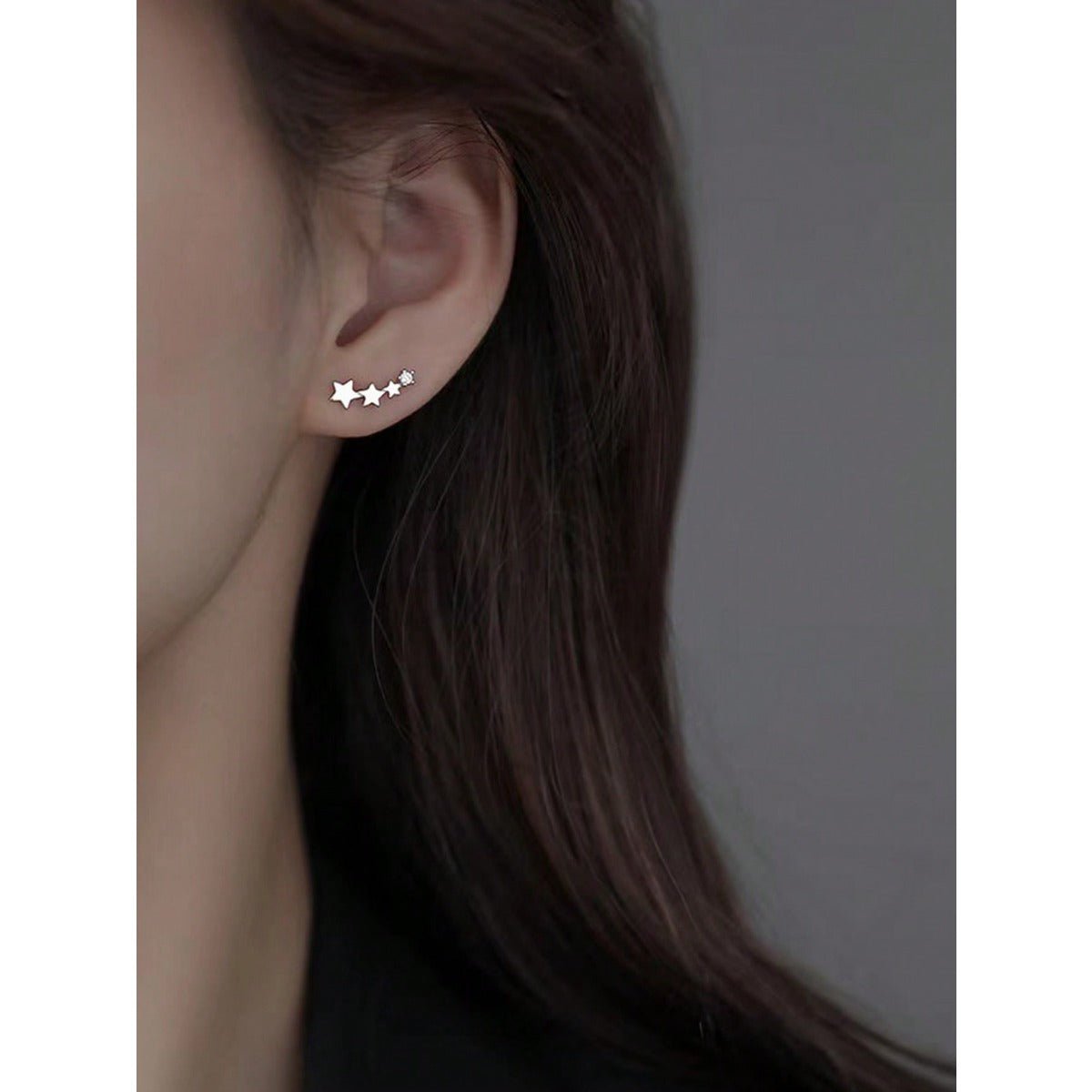 LEIDAI Cute Star Ear Cuff Wrap Earrings for Women Girls Silver CZ Ears Crawler Studs - LEIDAI