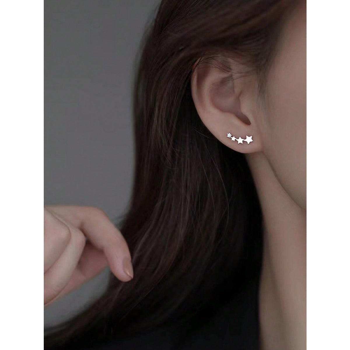 LEIDAI Cute Star Ear Cuff Wrap Earrings for Women Girls Silver CZ Ears Crawler Studs - LEIDAI