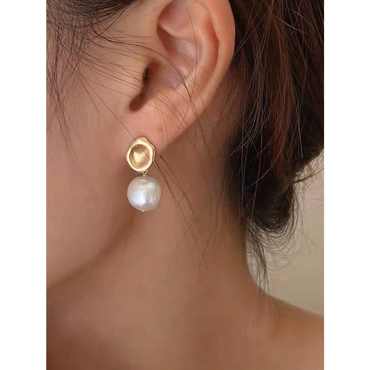 LEIDAI Dainty Baroque Pearl Earrings for Women Trendy Gold Vintage Wire Wrap Drop Dangle Pearl Earrings for Womens Girls Jewelry Gifts on Birthday - LEIDAI