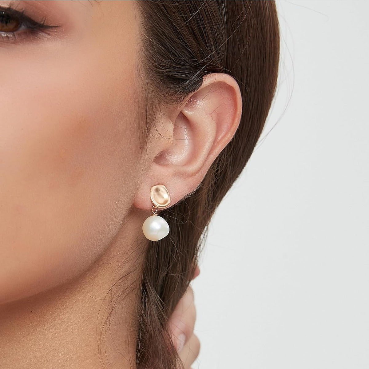 LEIDAI Dainty Baroque Pearl Earrings for Women Trendy Gold Vintage Wire Wrap Drop Dangle Pearl Earrings for Womens Girls Jewelry Gifts on Birthday - LEIDAI