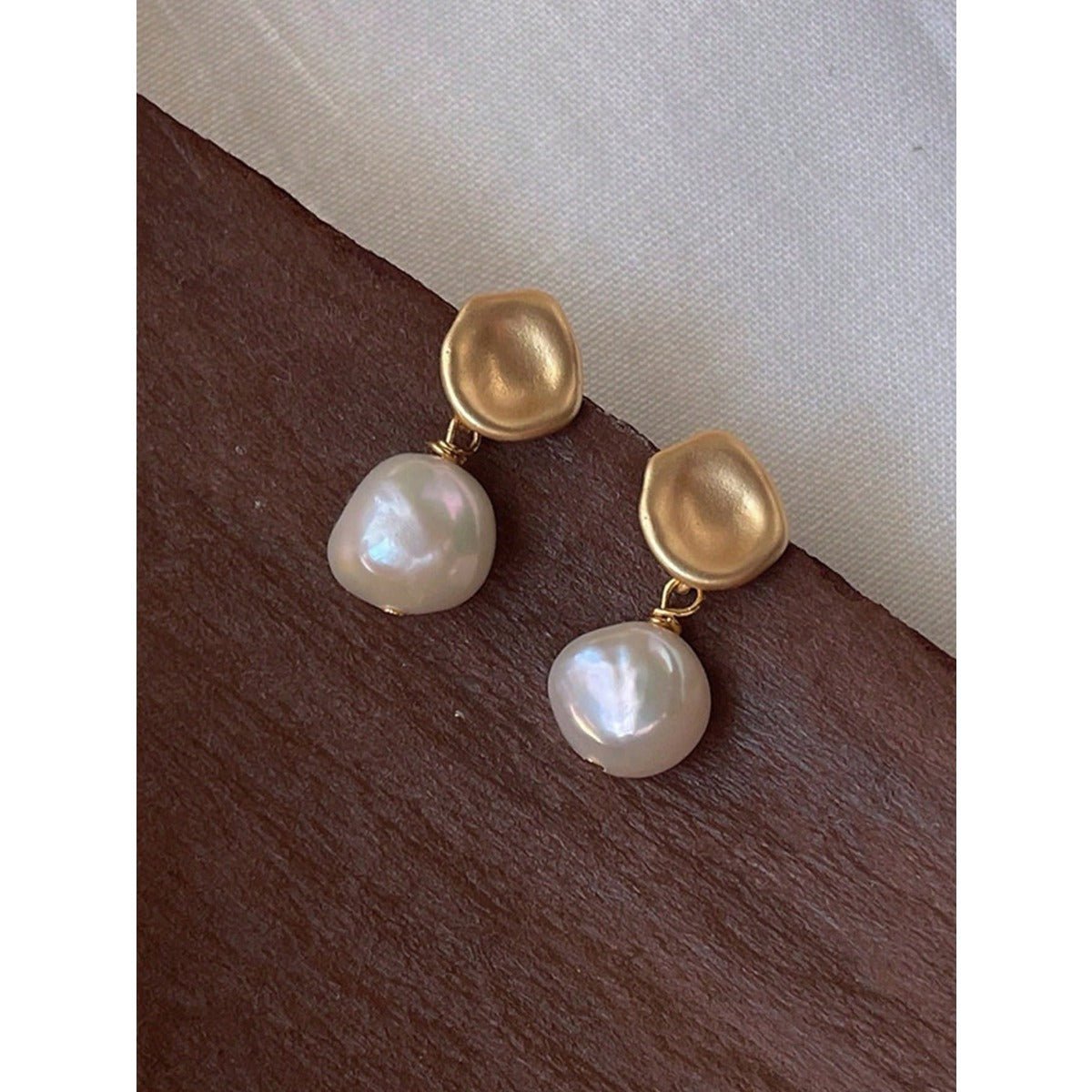 LEIDAI Dainty Baroque Pearl Earrings for Women Trendy Gold Vintage Wire Wrap Drop Dangle Pearl Earrings for Womens Girls Jewelry Gifts on Birthday - LEIDAI