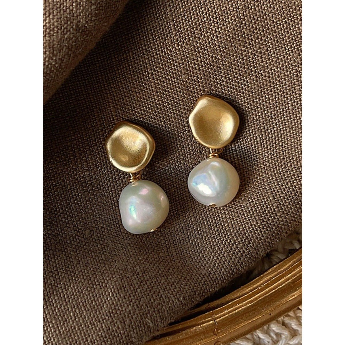 LEIDAI Dainty Baroque Pearl Earrings for Women Trendy Gold Vintage Wire Wrap Drop Dangle Pearl Earrings for Womens Girls Jewelry Gifts on Birthday - LEIDAI