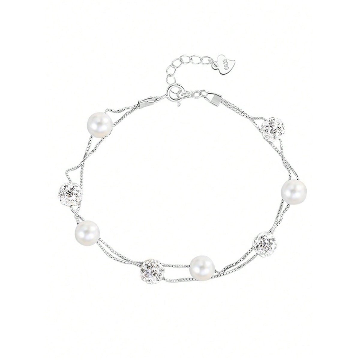 LEIDAI Double Layered 925 Sterling Silver Bracelet Geometric Sphere Gifts for Women - LEIDAI