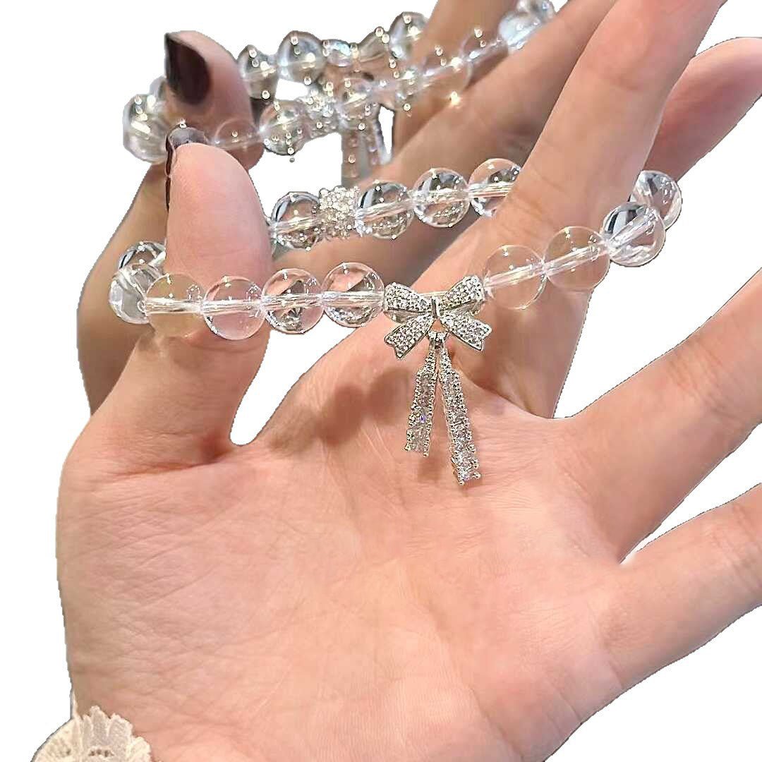Luxury White Crystal Bow Bracelet| Bless Jade - LEIDAI