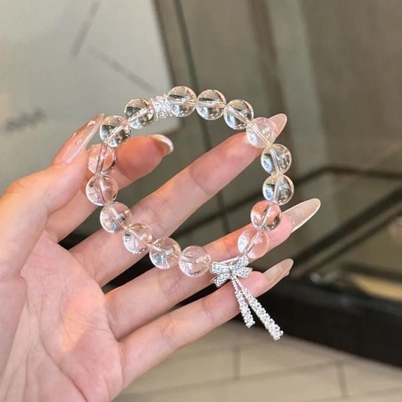 Luxury White Crystal Bow Bracelet| Bless Jade - LEIDAI