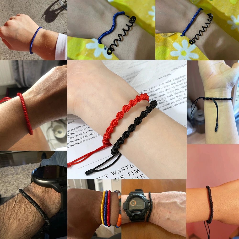Multicolor Rope Lucky knots Bracelets Women Men Charm Woven Handmade Bangles Braided Adjustable Size Buddhism Jewelry Pulseras - LEIDAI